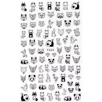 Sticker Fuchs, Panda etc. schwarz-weiss