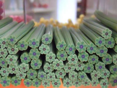 Soft Ceramic bar Flower green-blue