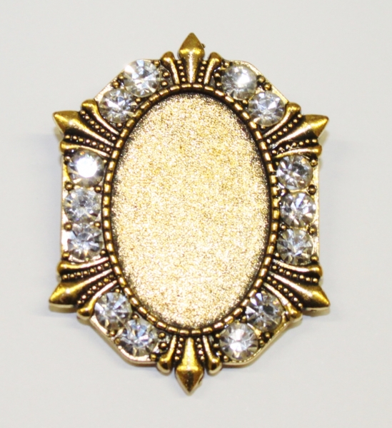 Brooch gold with Strass Jewelry blank,