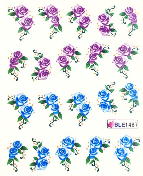 Sticker Blumen lila/blau