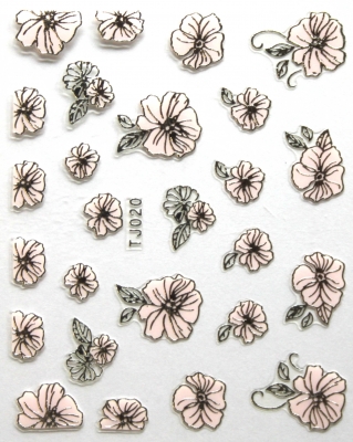 Sticker , Silver-lined pink Flowers