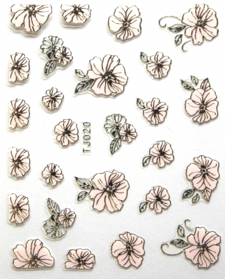 Sticker , Silver-lined pink Flowers